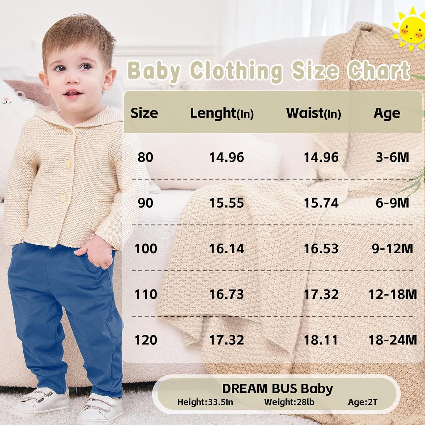 DREAM BUS Pack of 3 Toddler Jogger Pants with Pocket Toddler Boy Sweatpants Baby Boy Pants Infant Newborn Leggings