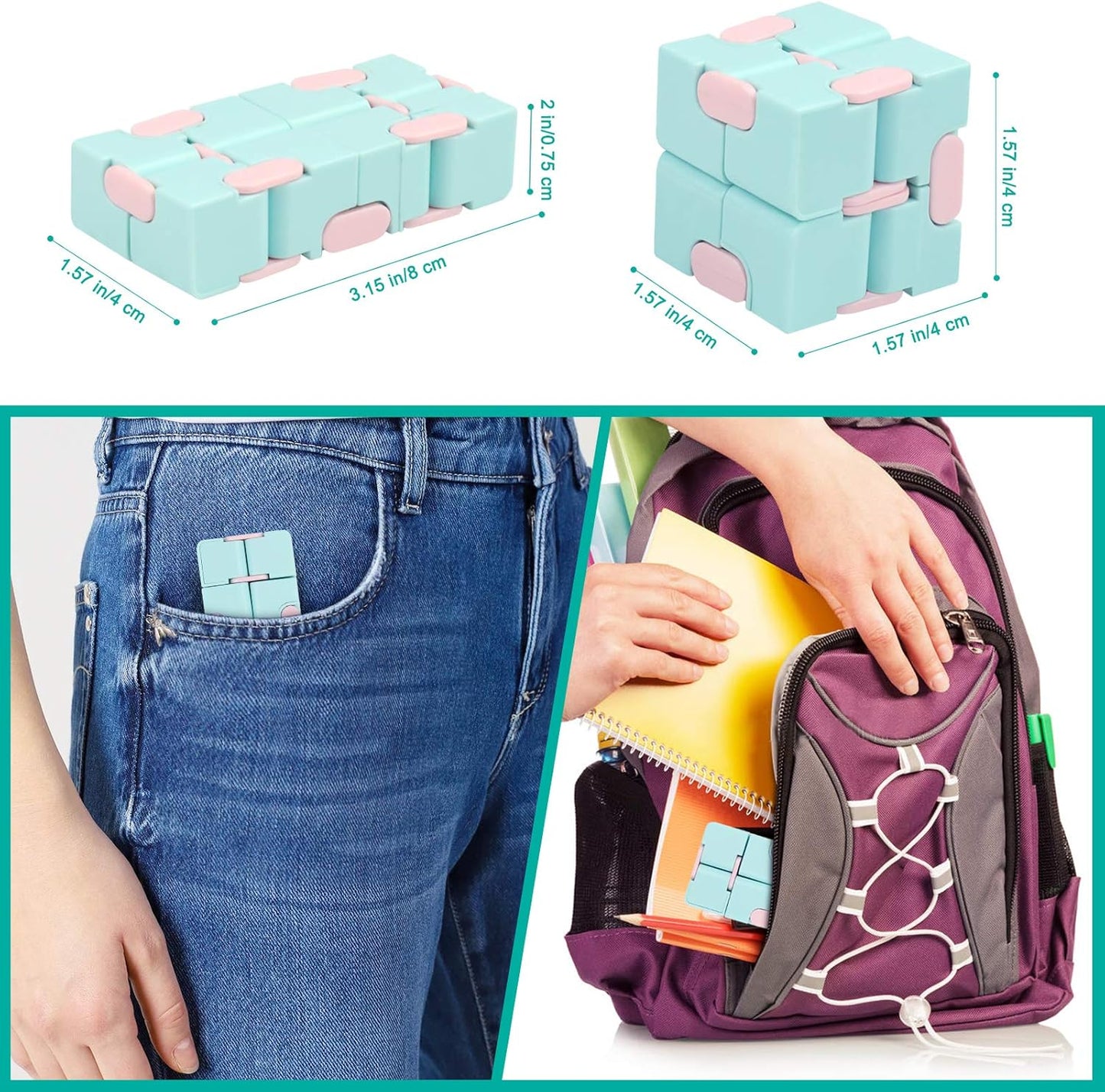 Infinity Cube Fidget Toy Stress Relieving Fidgeting Game for Kids and Adults,Cute Mini Unique Gadget for Anxiety Relief and Kill Time (Macaron Blue)