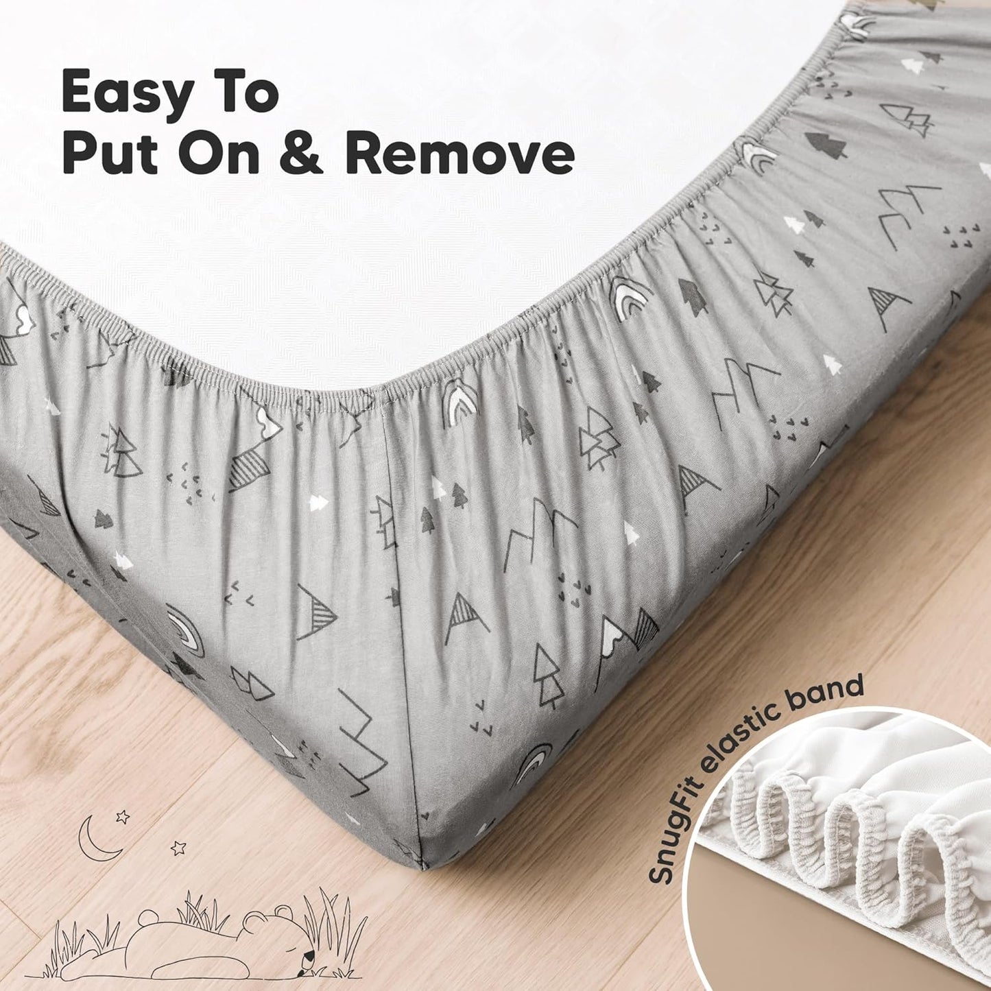 KeaBabies 2-Pack Organic Crib Sheets for Boys, Girls - 52x28 Fitted Crib Mattress Sheet Neutral, Breathable Jersey Cotton Cover for Baby Bed, Toddler Mattress, Soft & Cute Prints (Woodland)