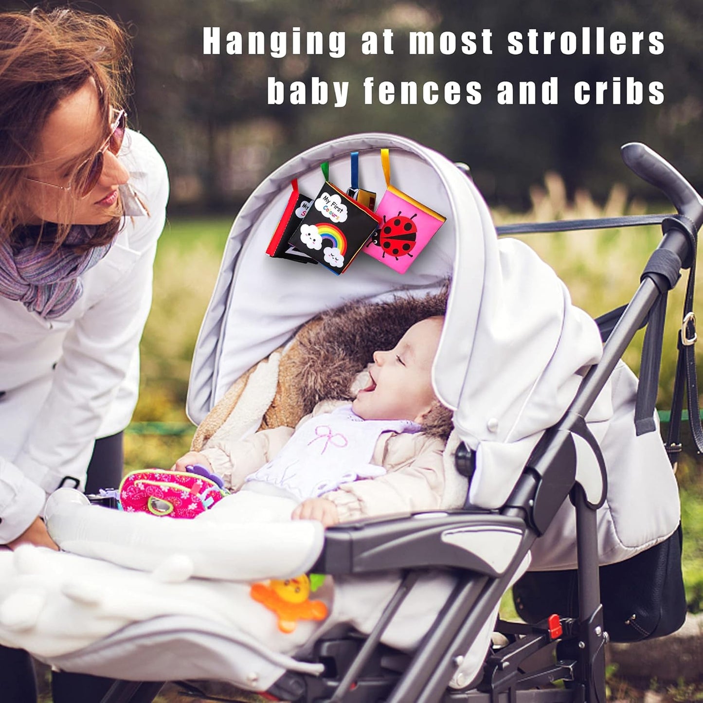 Soft Cloth Baby Book Toy 0-6 Months, Black White Baby Learning Book(Pack of 4),Touch and Feel Crinkle Book Infants 6-18 Months,Early Educational Toy 0-3 Months, Gift for Babies Infants