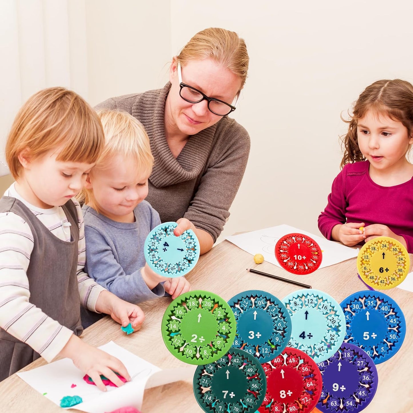 Math Fidget Spinners, Math Fact Fidget Spinners, Fidget Toys for Math Games, Learning & Education and Relieves Stress (Multiple Colors-9)