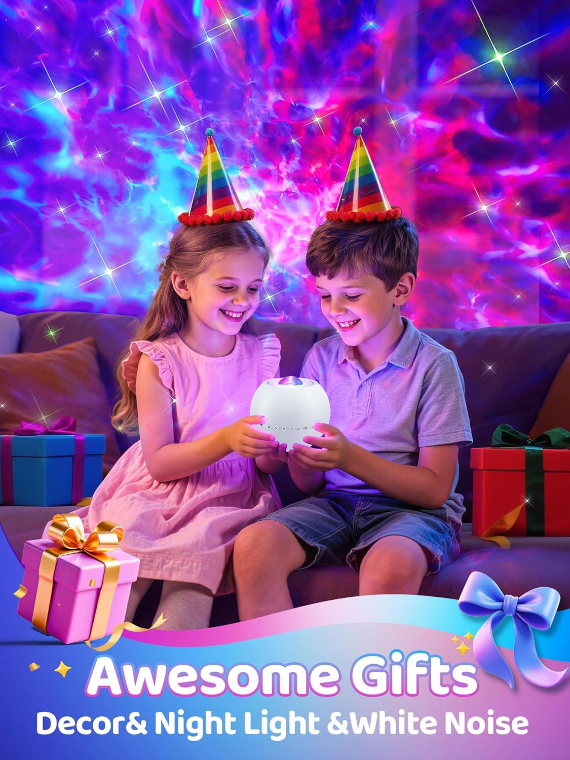 One Fire Galaxy Projector for Bedroom, 15 Colors+15 White Noise+ Bluetooth Star Projector Galaxy Light Projector Night Light Kids Room Decor Teen Girls Gift Sunset Lamp Led Lights Lava Lamp Led Clouds