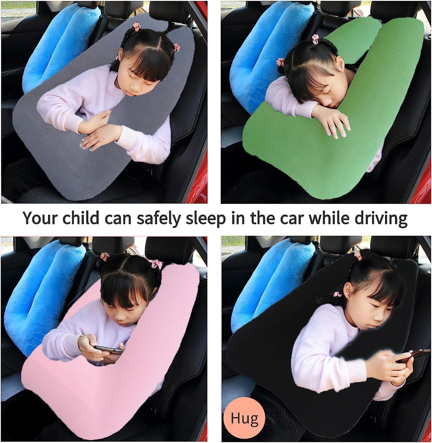 Travel Pillow Car Pillow Kid Car Sleeping The Sleeping Aid for Adults and Kids on Road Trips Sponge Kids Travel Pillow Provides Body and Head Support Black