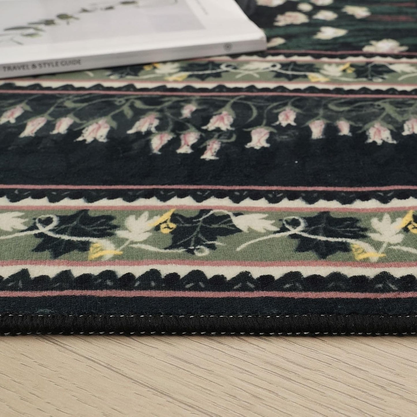 Runner Rug Impressionist-Style Vintage Kitchen Rugs Non Slip Washable Soft Carpet Runner for Kitchen Laundry Bedroom Bathroom, Green