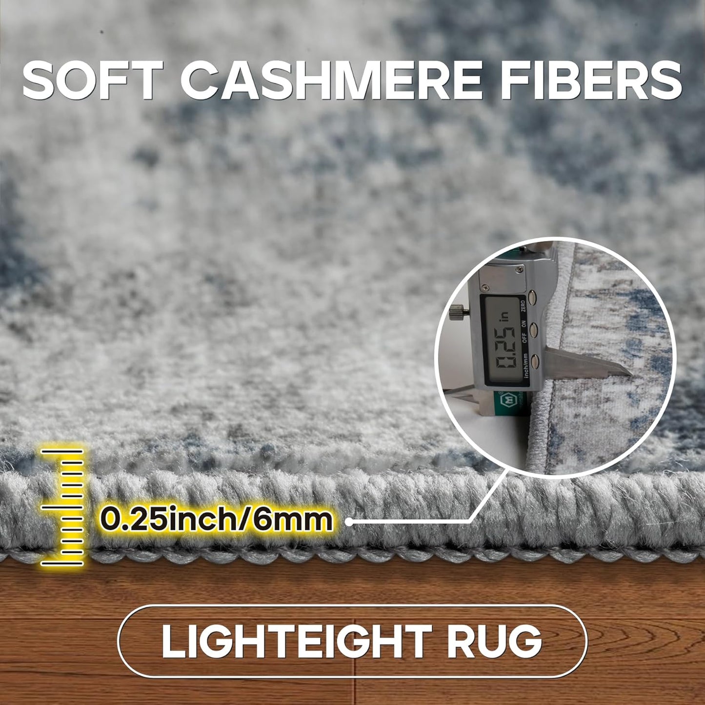 4x6 Area Rugs for Living Room Rug Washable: Modern Large Rug for Dining Room Bedroom Carpet Non Slip Low Pile 4 by 6 Indoor Abstract Nursery Home Office Blue Grey