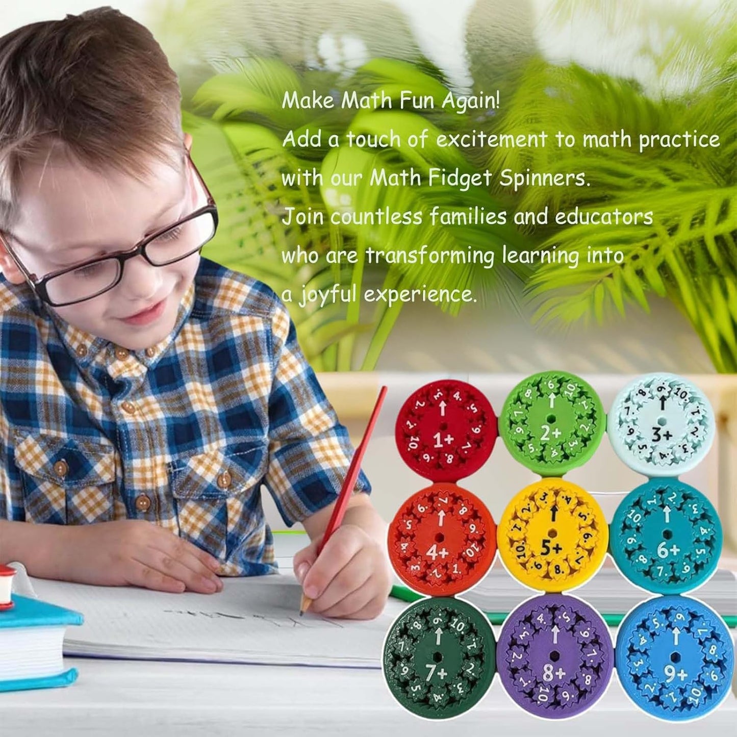 Math Fidget Spinners, Math Fidget Toy, Math Fidget, Math Spinners Learn Addition and Subtraction,Math Fact Fidget Spinners Learning & Education Toys Game (9pcs).