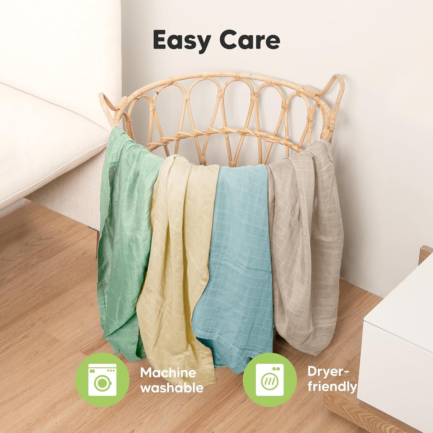 4-Pack Muslin Swaddle Blankets for Boys, Girls - Organic Baby Swaddles for Newborns, Soft & Breathable Receiving Baby Blankets for Girl, Boy, Neutral, Newborn Essentials Gift (Mirage)