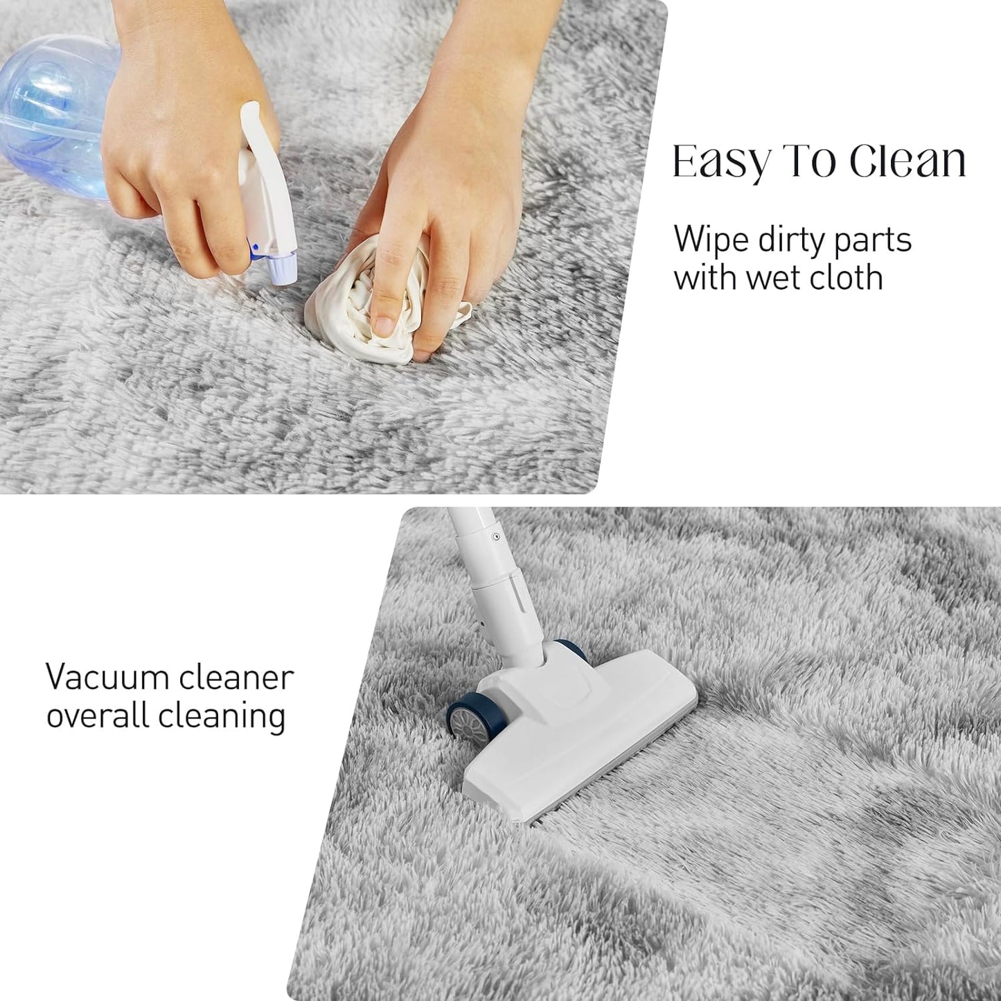 Fluffy Shag Area Rug, 4x6 Tie-Dyed Light Grey Rugs for Bedroom, Soft Plush Area Rugs for Living Room, Non-Slip Indoor Carpet for Nursery, Study Room, Dressing Room, Home Decor