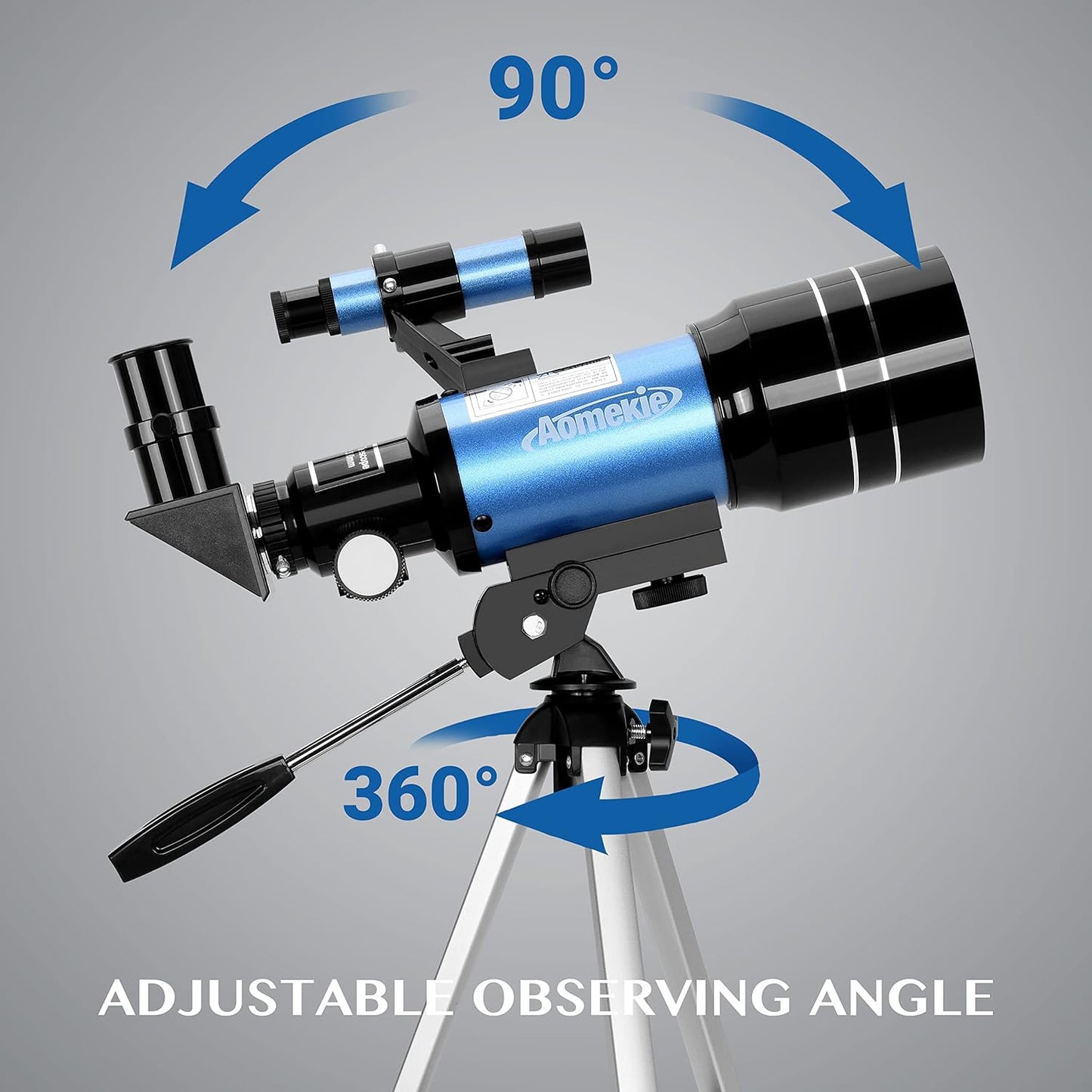 AOMEKIE Telescopes,70mm Aperture 300mm Table Tripod, Astronomical for Beginners,2 Eyepieces 150X with Smartphone Adapter Moon Filter 3X Barlow