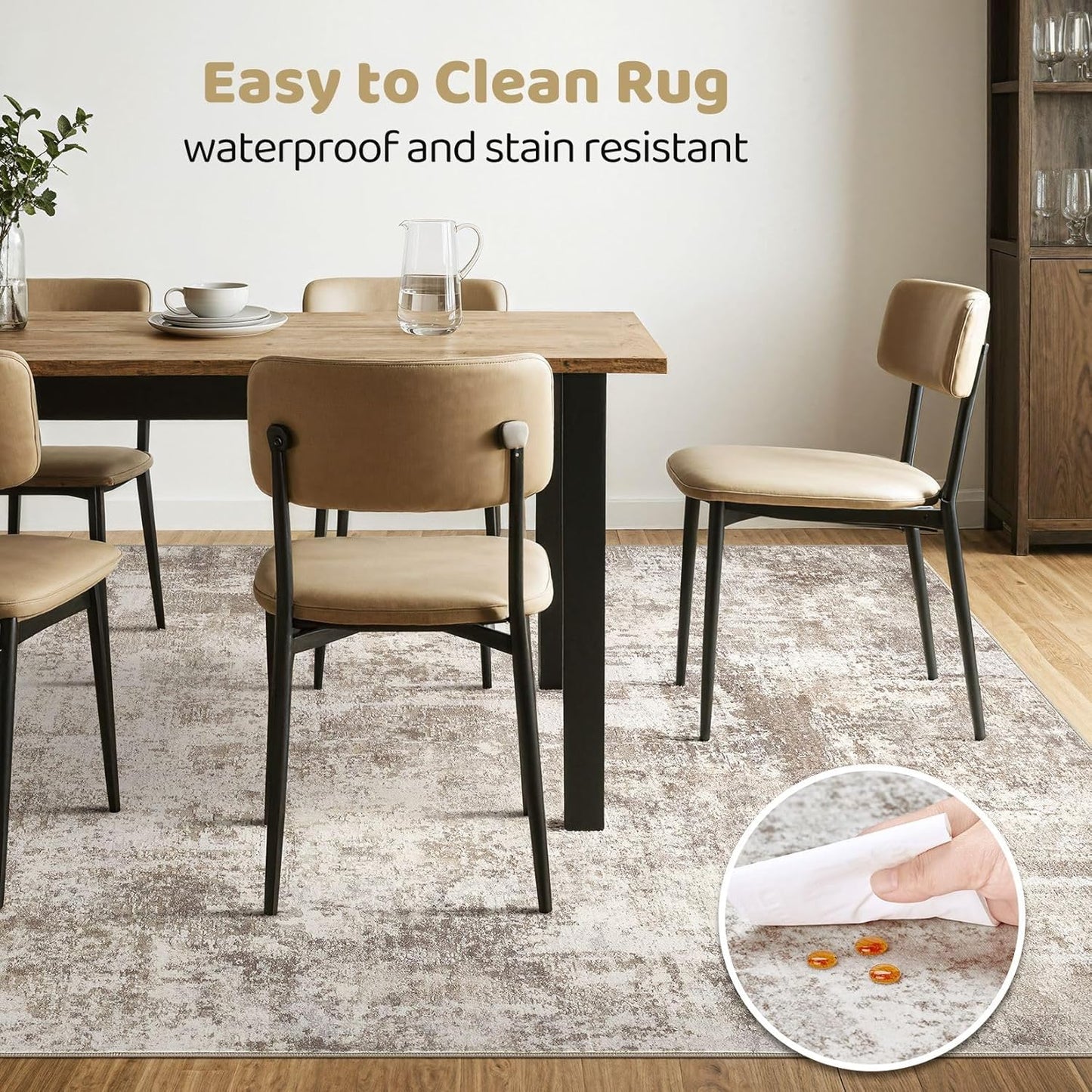 6x9 Area Rugs Living Room: Washable Large Abstract Soft Rug Stain Resistant Indoor Floor Non-Slip Accent Carpet for Women Modern Home Enthusiasts Aged 25-45 - Bedroom Nursery Playroom- Beige Brown