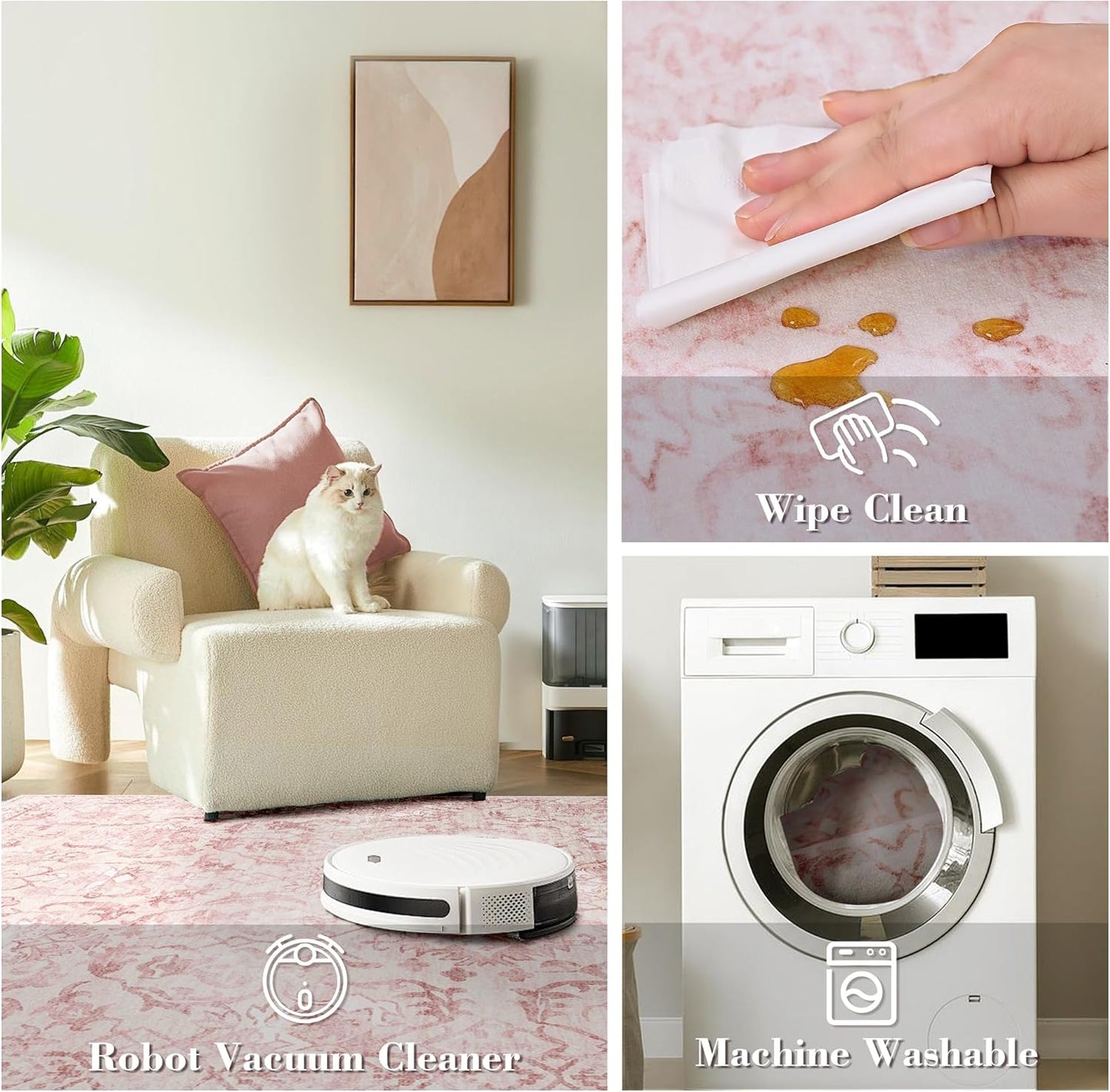 Pink 3x10 Runner Rug for Hallways Bed Side Kitchen, Boho Washable Distressed Low-Pile Floor Entryway Long Bathroom Mat, Non-Slip Laundry Room Washstand Front Carpet Green 36x84 Inch