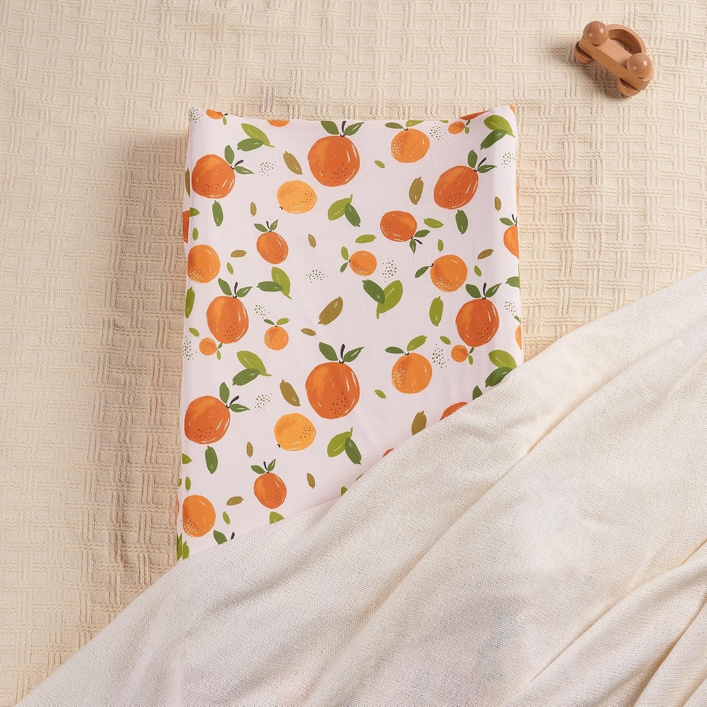 TILLYOU Baby Changing Pad Cover, Changing Table Cover for Girls Boys, Ultra Soft Breathable, 2 Pack Orange Flavour & Orange