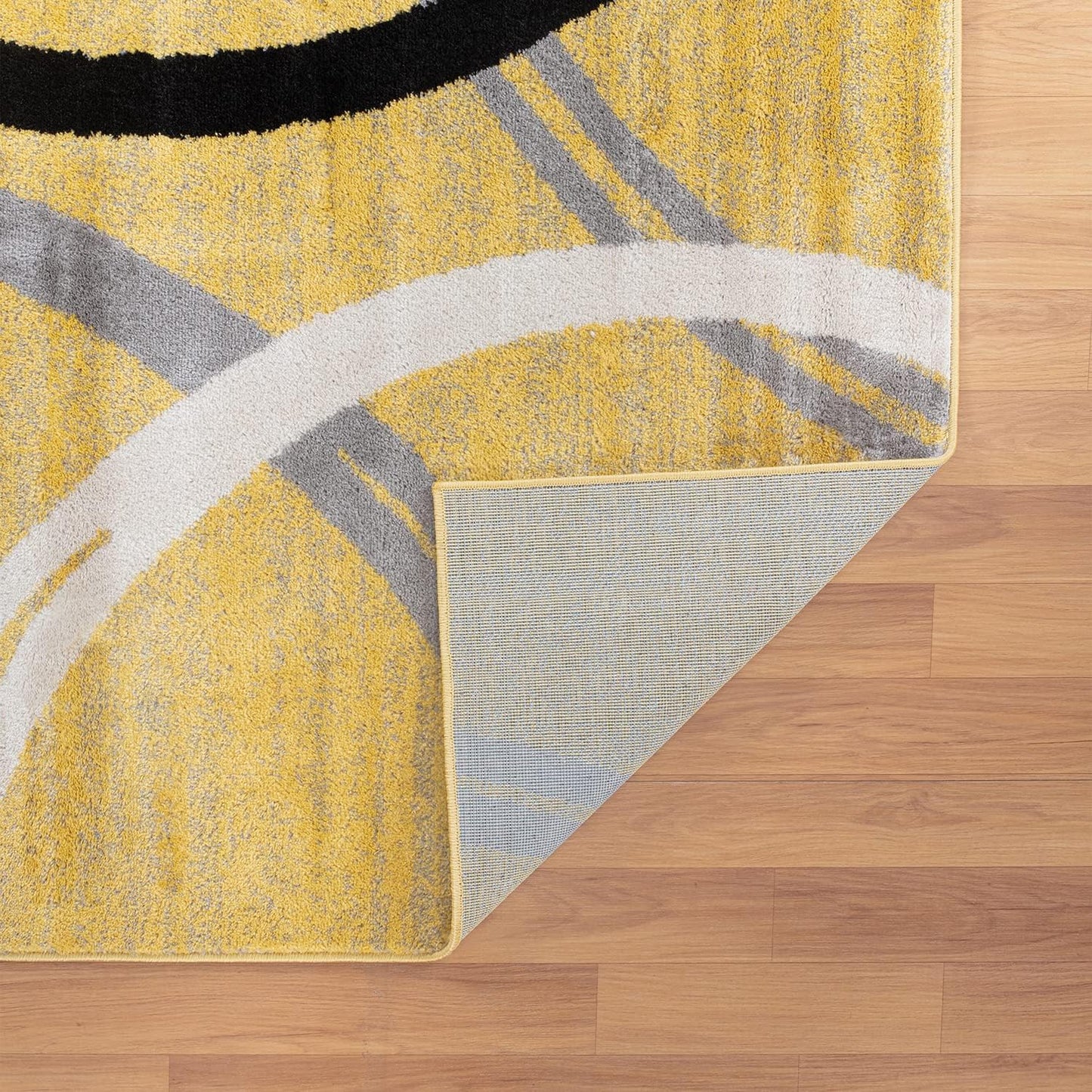 Rugshop Modern Wavy Circles Design Area Rug 10' x 14' Yellow