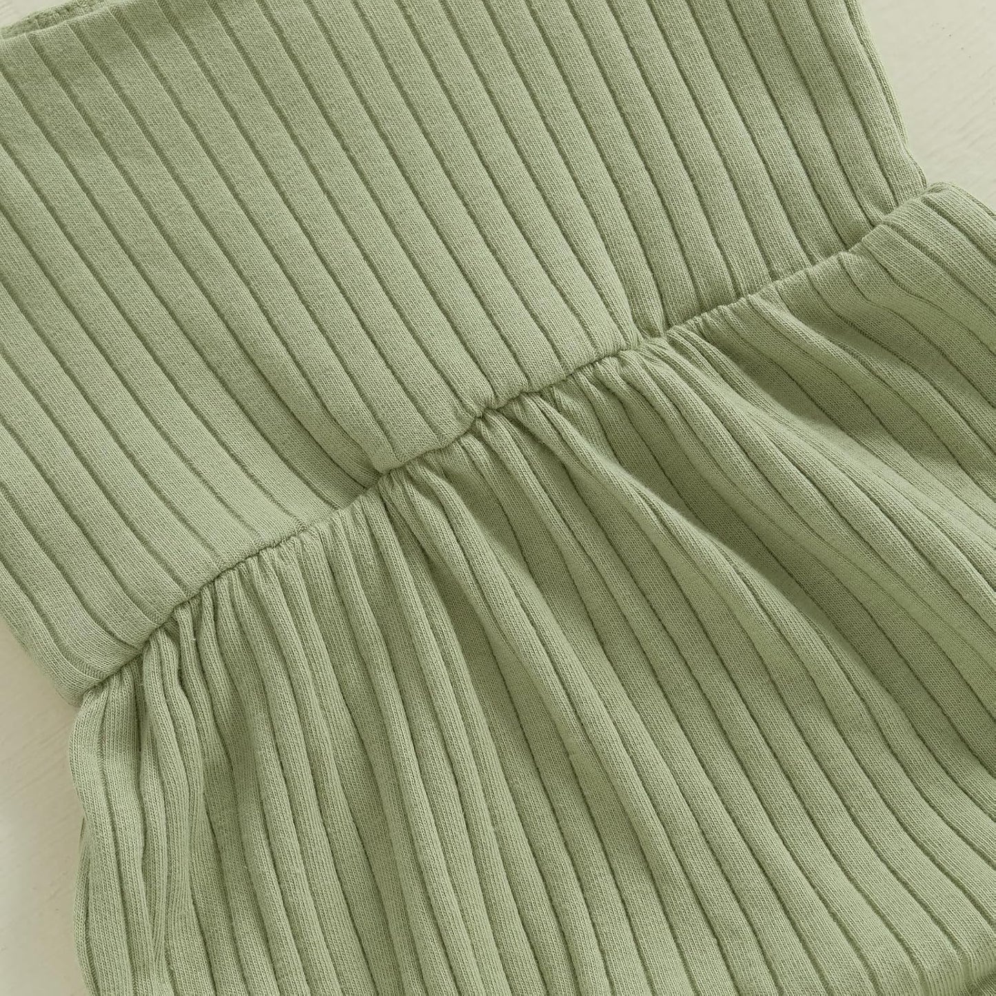 Newborn Infant Baby Girl Romper Ribbed Knit Sleeveless Spaghetti Strap One Piece Jumpsuit Bodysuit Summer Clothes