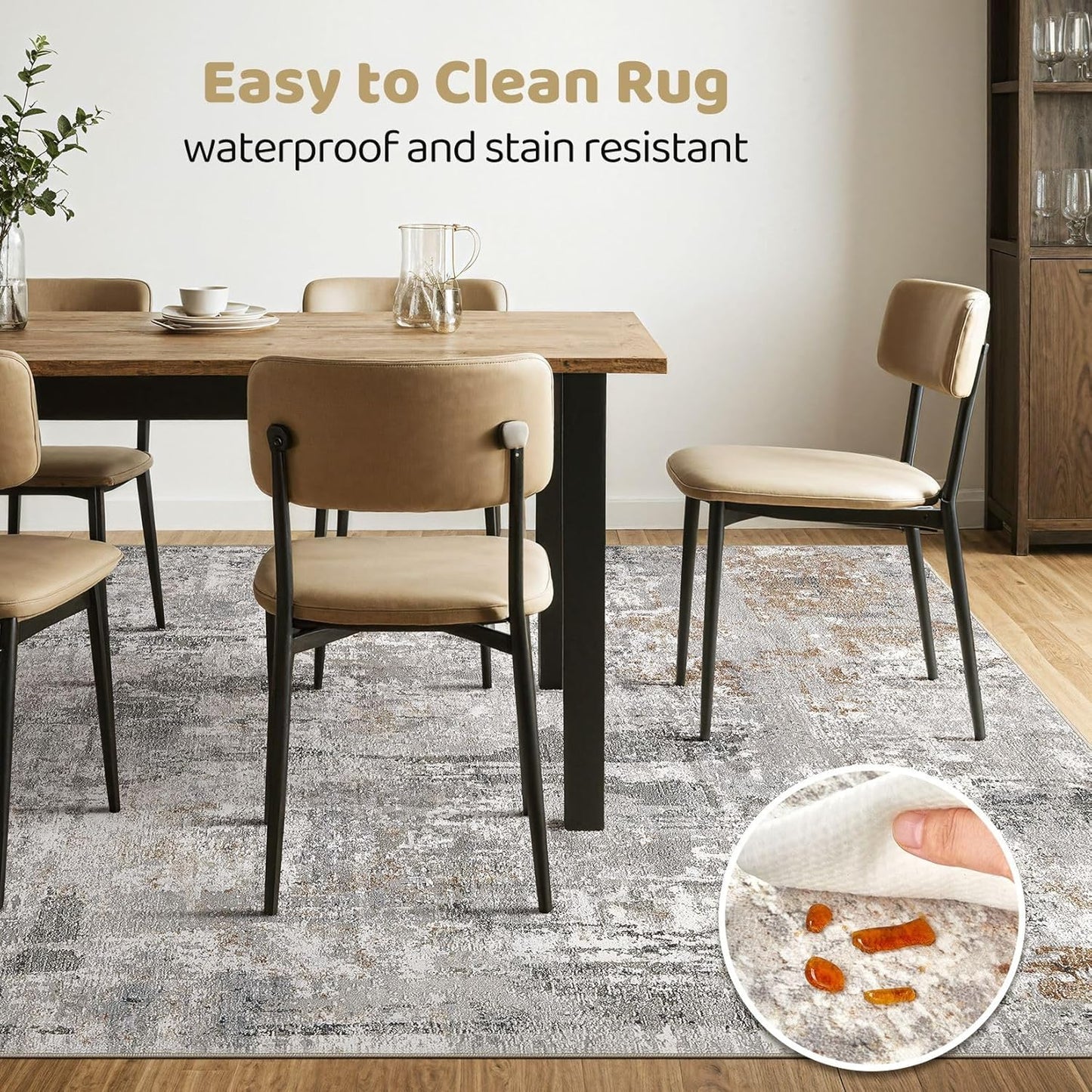 10x14 Area Rugs Living Room: Washable Large Abstract Modern Soft Rug Stain Resistant Indoor Floor Non Slip Accent Carpet for Bedroom Nursery Playroom Office Dining Room Dorm Home House- Gray Rust