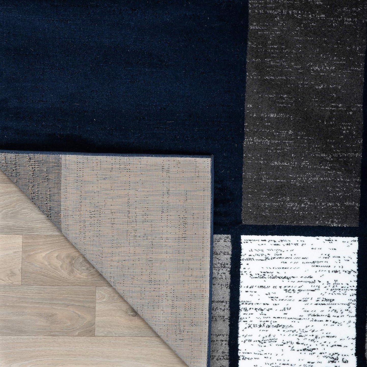 Rugshop Contemporary Modern Boxes Runner Rug 2' x 7'2"Navy