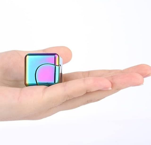 QUBI Cube Spinner 4-in-1 Spinning Toy– Helps with Anxiety, ADHD, Autism, Stress & Focus– Desktop EDC Fidgets Spinner Aluminum Alloy Build for Kids & Adults. Multi-Colored.