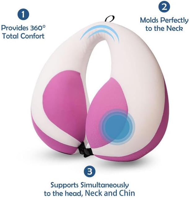 MOOB Travel Pillow for Kids, Traveling Gifts for Toddler & Children U-Shape Car Seat Head Travel Neck Pillow, Neck Pillow for Car Headrest Purple