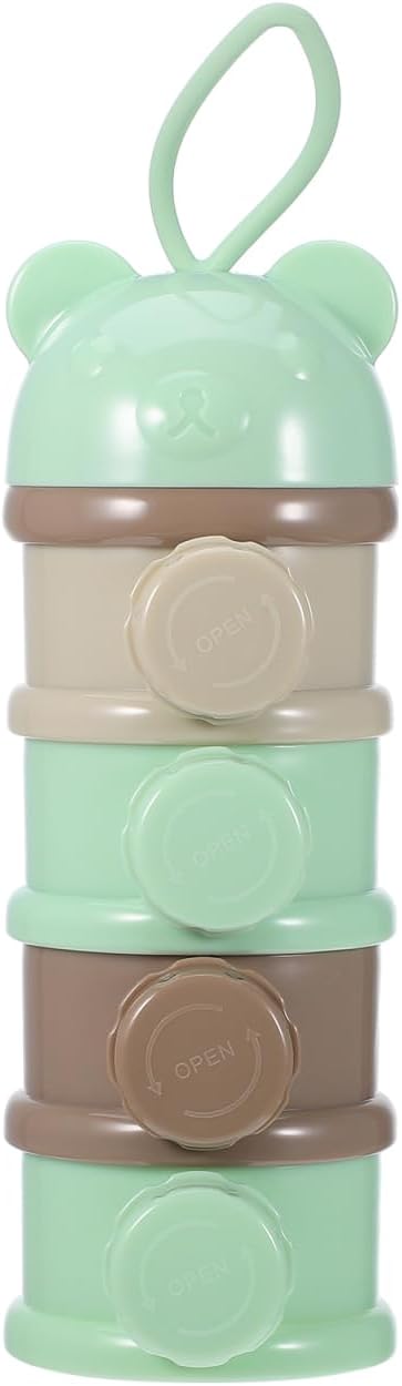 IMIKEYA Stackable Formula Dispenser - 4-Layer Milk Powder Container for Travel Light Green