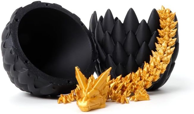 3D Printed Dragon Egg, 12'' Mystery Crystal Dragon Egg Fidget Toys Full Articulated Dragon Home Office Decor Executive Desk Toys for Autism/ADHD
