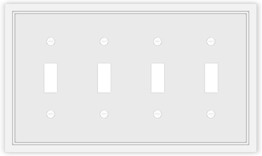 Quad Toggle Light Switch Cover Plate White Classic Decorative Light Switch Plates Cover 4-Gang Wall Plate Cover