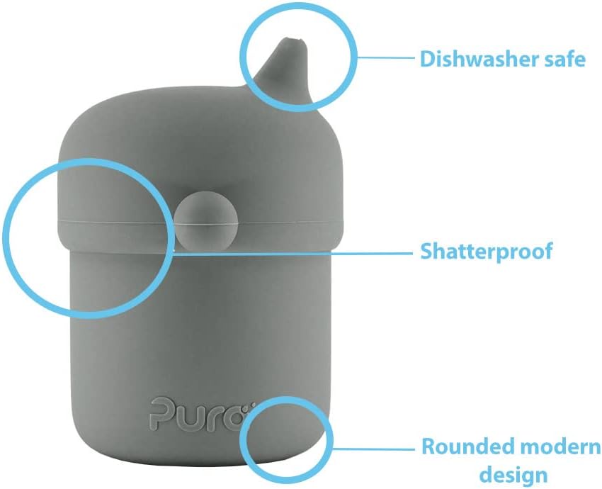 Pura my-my Silicone Sippy Cup 5oz/150ml - Training Cup, Reusable, Platinum Food Grade Medical Grade, Spill Proof Cups for Kids, Toddlers, Babies & Infants (Slate)