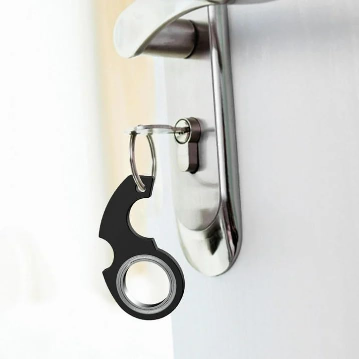 Black Keychain Spinner Fidget Ring,Novelty Keychain Fidget Toy for Finger Exercising,Gifts for Adult Men.Portable Key Ring Spinner Toy for Finger Exercising Fidget Spinners