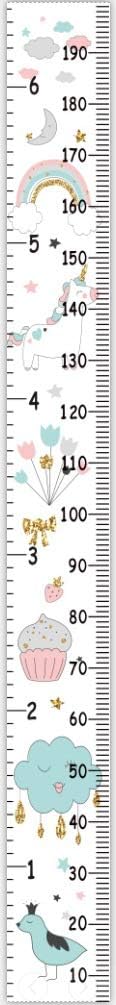 Kids Growth Chart, Wood Frame Fabric Canvas Height Measurement Ruler from Baby to Adult for Child's Room Decoration 7.9 x 79in (7.9 x 79in, Rainbow)