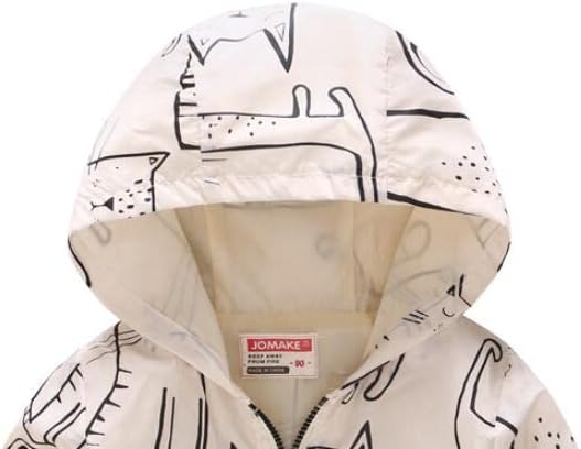 TUIJI Toddler Boys Girls Cartoon Print Zip Jacket Hooded Trench Lightweight Kids Coats Windbreaker Outdoor Cute Dust Coats