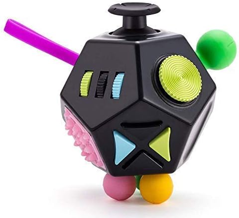 12 Sides Cube Toys,Fidget Toys Relieves Stress and Anxiety for Kids,Teens and Adults with ADD,OCD,ADHD,Autism (Black / B2)