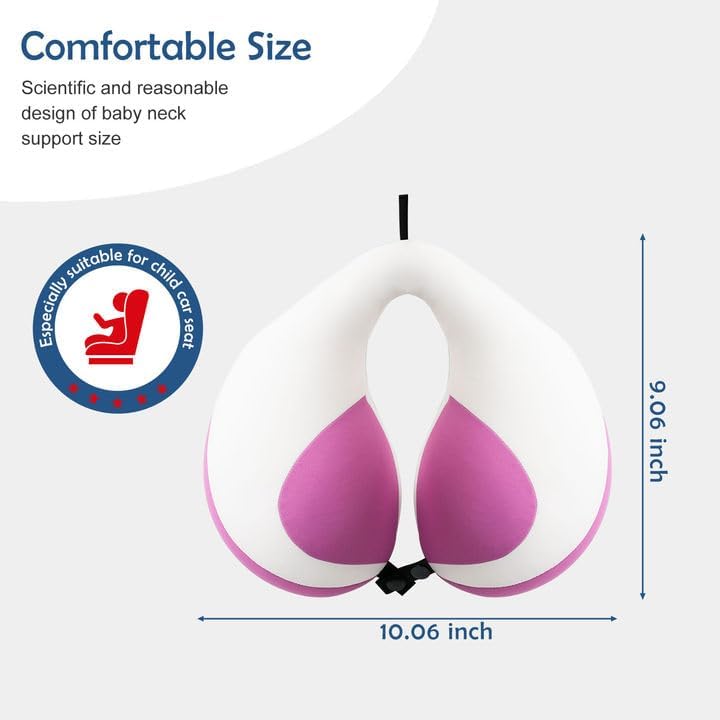 MOOB Travel Pillow for Kids, Traveling Gifts for Toddler & Children U-Shape Car Seat Head Travel Neck Pillow, Neck Pillow for Car Headrest Purple