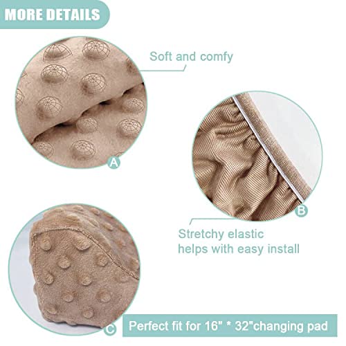 Owlowla Changing Pad Cover, Soft Minky Dots Changing Table Sheets for Baby Boy and Girl 2Pack (Silver Grey&Khaki)