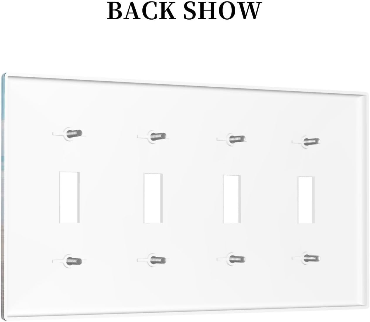 Light Switch Covers Beach Waves Brown Wood Starfish Shells Quad Toggle Electrical Faceplate 4 Gang Wall Plate Decorative Switch Plates For Bathroom Living Room Decor