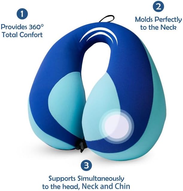 MOOB Neck Pillows for Kids, Traveling Gifts for Toddler & Children Toddler Neck Pillow for Carseat U-Shape Travel Pillow for Kids Dark Blue