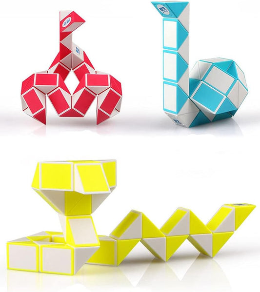 2PACK 36 Stages Fidget Magic Snake Cube Puzzles Twist Ruler Speed Cubes Brain Teaser Game Toys for Kids Random Color (36 Block)