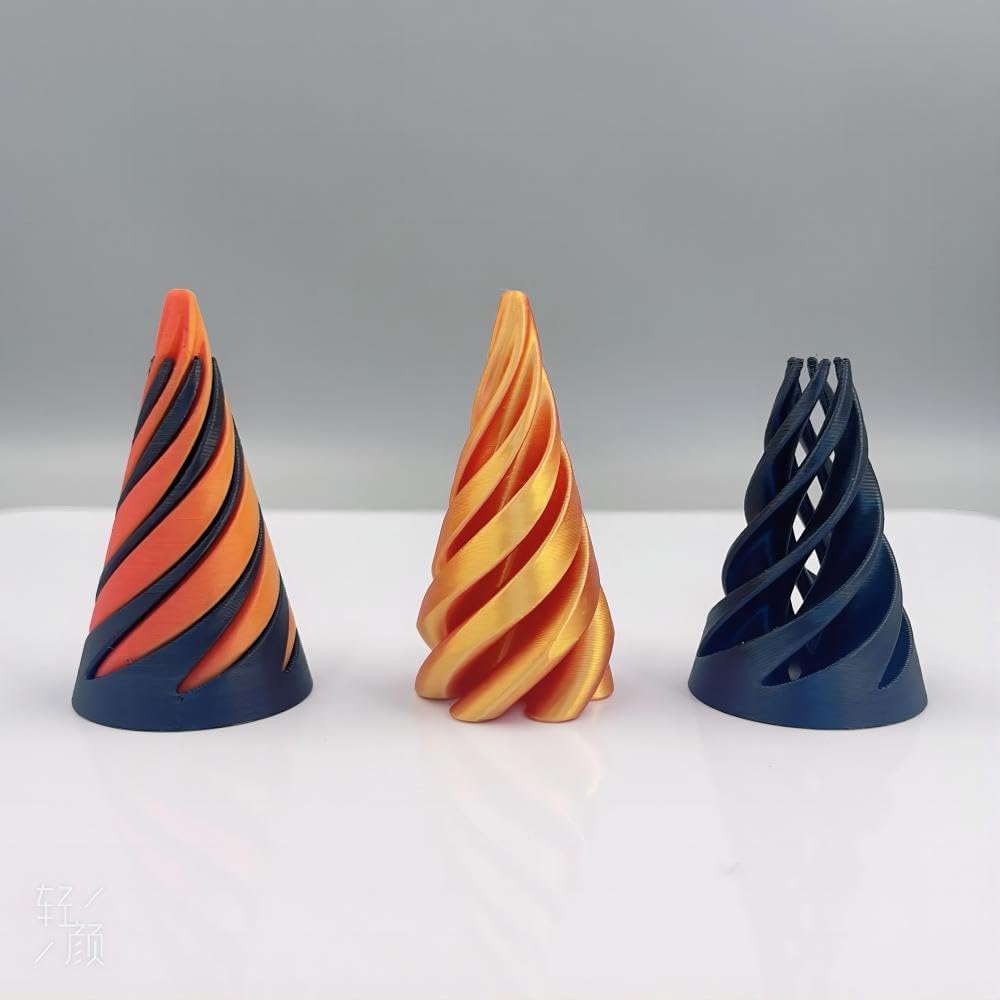 Impossible Pyramid Passthrough Sculpture, Pass Through Pyramid Fidget Toy, 3D Printed Spiral Cone Toy, Mini Vortex Thread Illusion, Pyramid Passthrough Sculpture (Two)