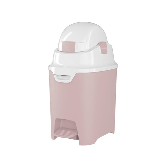 Foundations Mini Hands-Free Diaper Pail with Airtight Lid - Durable & Odorless Diaper Disposal, Large Capacity, Holds up to 30 Newborn Diapers, Refill with Any Bags - Pink