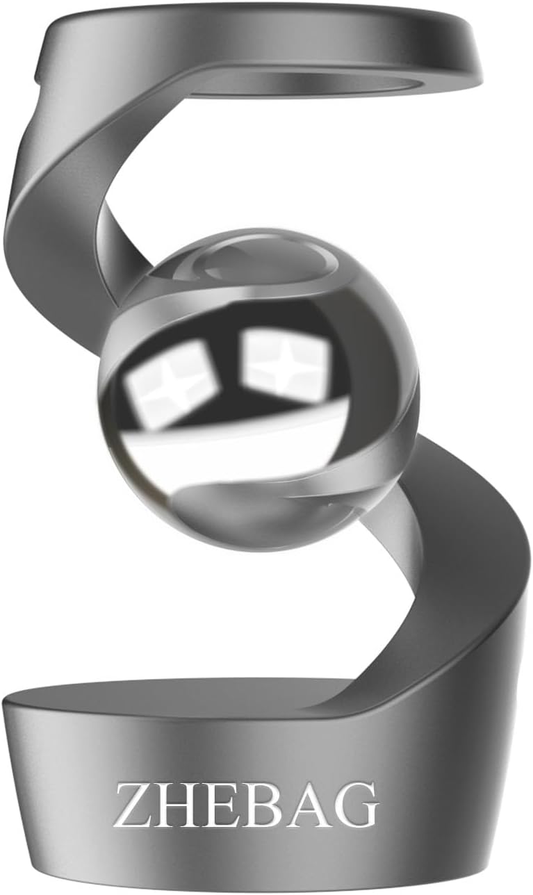 Kinetic Desk Toy, Metal Fidget Toys for Adults, Unique Optical Illusion Stress Reducing Desktop Spinning Toy, Adult Sensory Toys, Decorative Gifts for Offices and Cars(Gray-Silver)