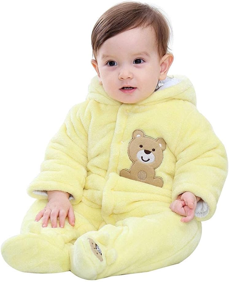 XIFAMNIY Baby Newborn Jumpsuit Footie Hooded Thicken Winter Bunting Outwear Snowsuit Pajamas for Girls Boys…