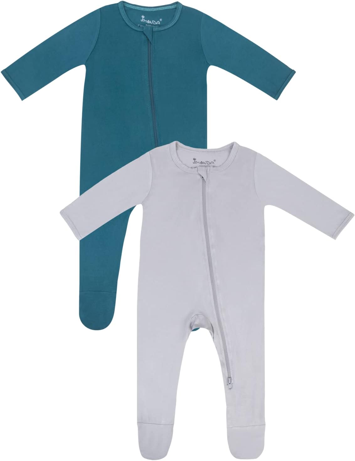 Jimonda Bamboo Baby Pajamas,Unisex Boys Girls One-Piece Footies,Long Sleeve Sleepers 2-Way Zip closure Romper