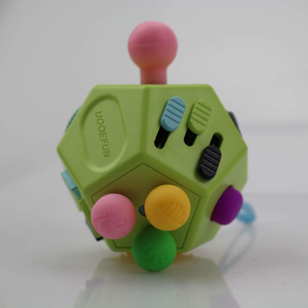 Sensory Fidget Toy,Dodecagon 12 Sided Fidget Toys Dice Relief Stress,Anxiety,Calming and Focus for Kids with ADD, ADHD, OCD, Autism by (Green / B1)