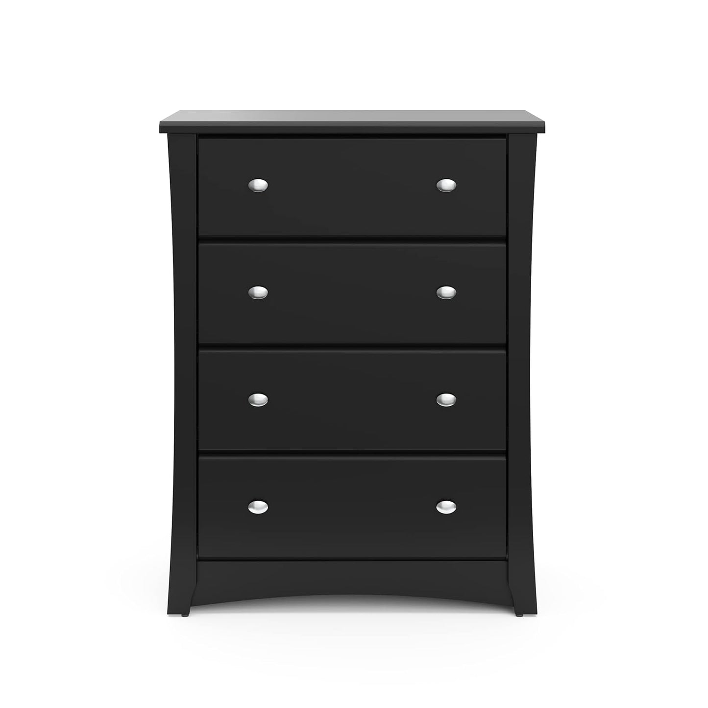 Storkcraft Crescent 4 Drawer Chest (Black) – GREENGUARD Gold Certified, Easy-to-Match Chest of Drawers for Nursery and Kids Bedroom, Dresser Organizer for Children’s Bedroom