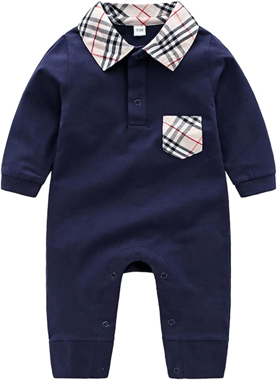 Unisex Toddler Baby Boy Romper Jumpsuit Cotton Long Sleeve Newborn Baby Boy Bodysuit One-Piece Overalls