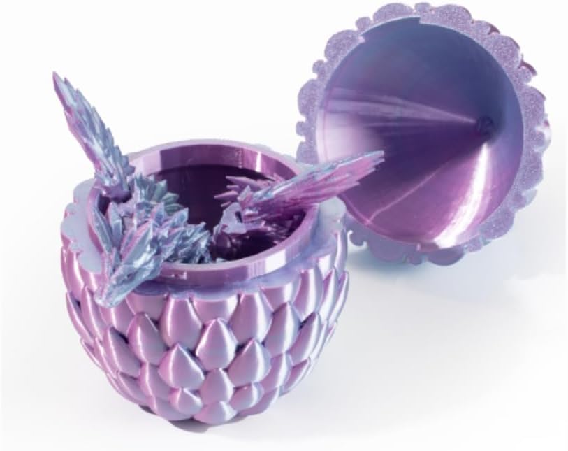 GerRit 3D Printed Dragon，Crystal Dragon，3D Printed Stuff，Dragon Fidget Toy，3D Dragon Eggs with Dragon Inside，Home Office Decoration, Administrative Desk Toys (Laser Violet)