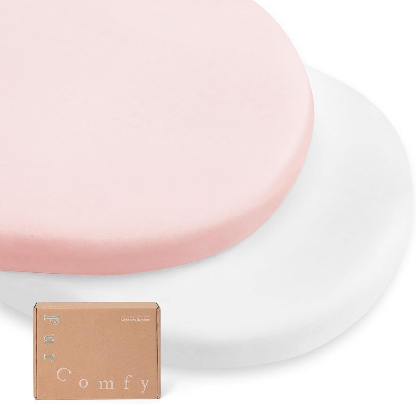 Supersoft Fitted Bassinet Sheets, Premium Viscose Cradle Sheets, Streachy Hypoallergenic Breathable Moses Basket Oval Rectangle Pad/Mattress Universal Fit for Halo, Dream on Me, 2-Pack