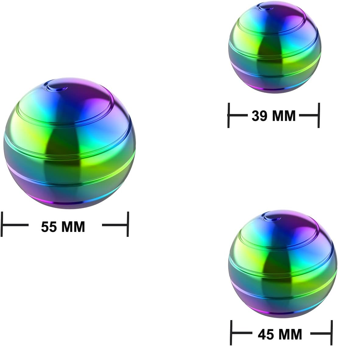 Kinetic Spinning Desk Toy Ball, 1.54'' Fidget Toys Ball for Adults Anxiety ADHD, Optical Illusion Toys for Christmas Birthday (39MM, Rainbow)