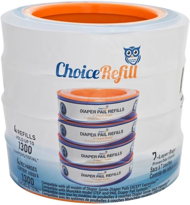Compatible with Diaper Genie Pails, 4-Pack, 1300count