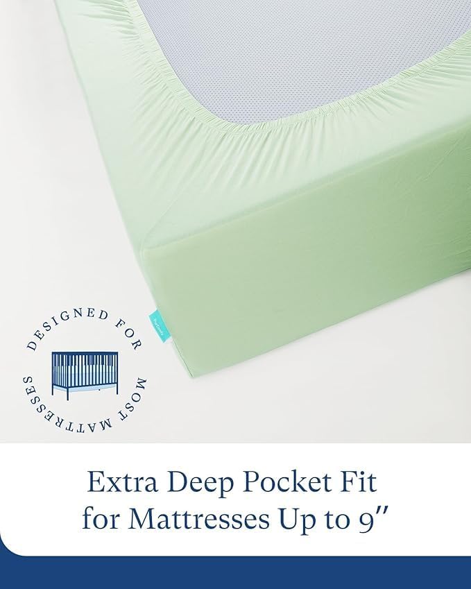 Supersoft Pack 'n Play Sheets - Premium Bamboo Viscose Mini Crib Sheets, 5'' Deep Pocket, 2-Pack - Neutral for Boys & Girls