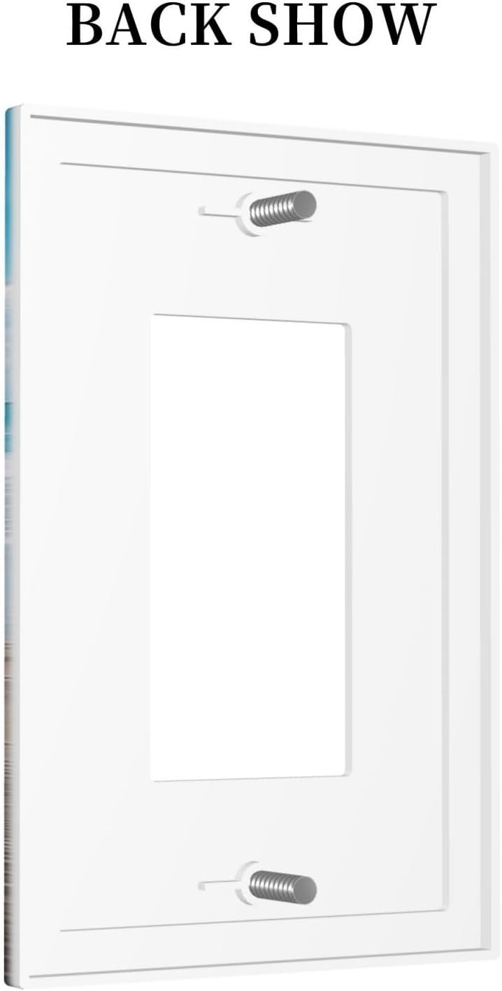 Decorative Outlet Covers Beach Waves Brown Wood Starfish Shells 1 Gang Single Rocker Light Switch Cover Plate Wall Plates Gfci Faceplate For Bathroom Living Room Decor