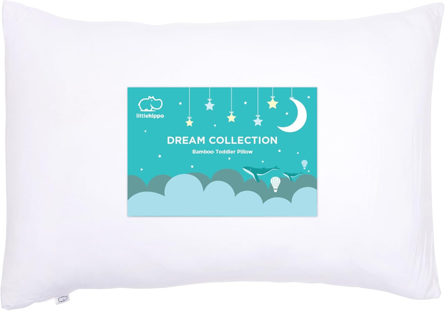 LittleHippo Toddler Pillow (13x18) with Viscose Derived from Bamboo Pillowcase - Hypoallergenic Toddler Pillow for Sleeping, Kids Pillow, Travel Pillows, Mini Pillow, Toddler Bed Pillow (White)